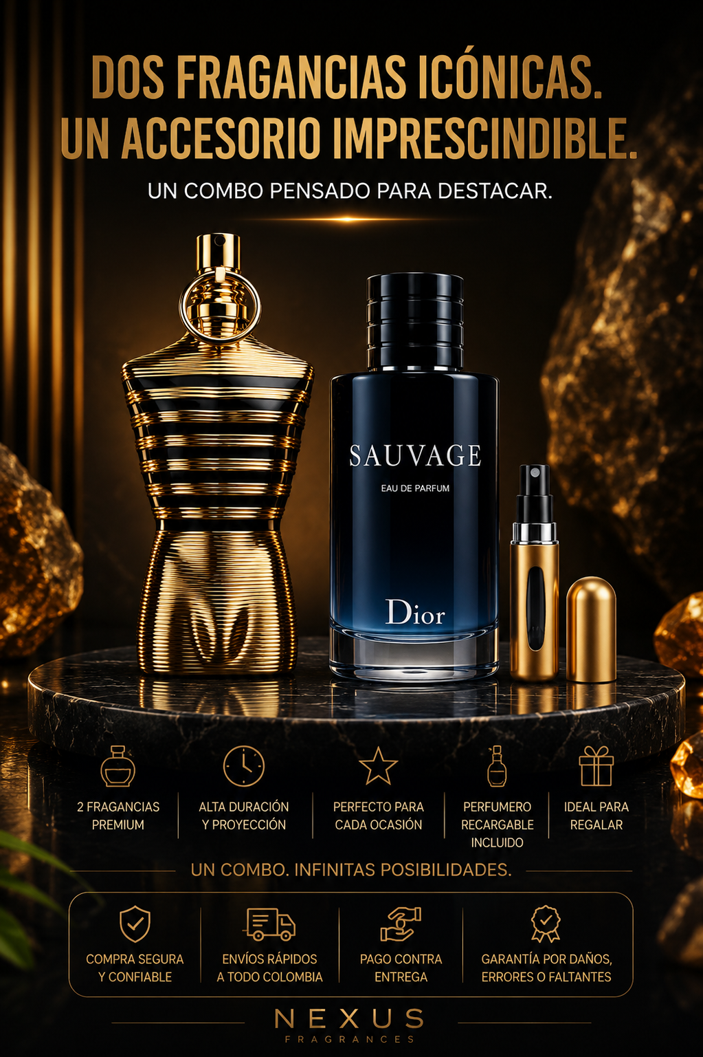 Combo Jean Paul Gaultier Elixir + Dior Sauvage + Perfumero